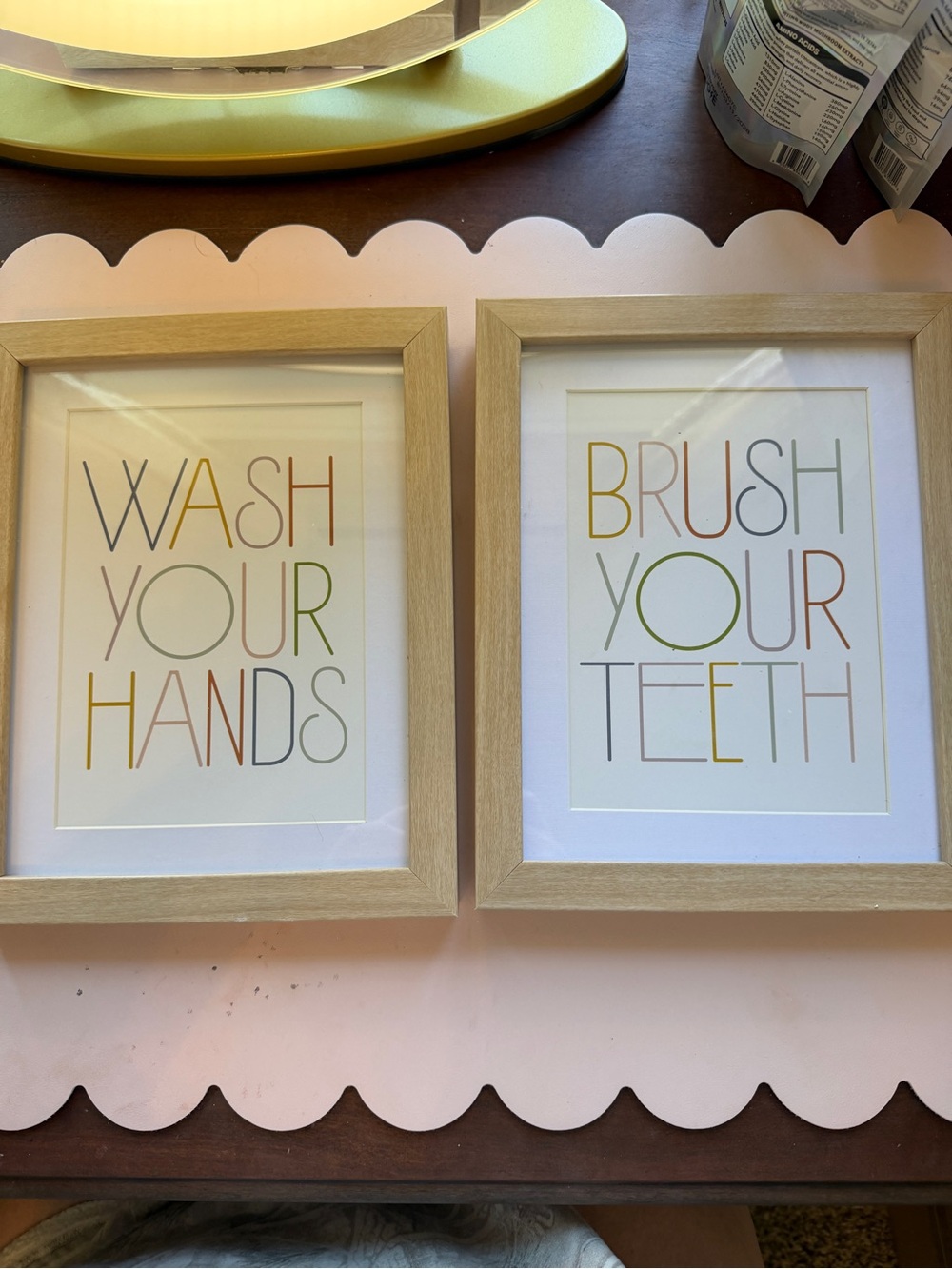 Pillowfort Wood Framed 'Wash Your Hands' & 'Brush Your Teeth' Bathroom set